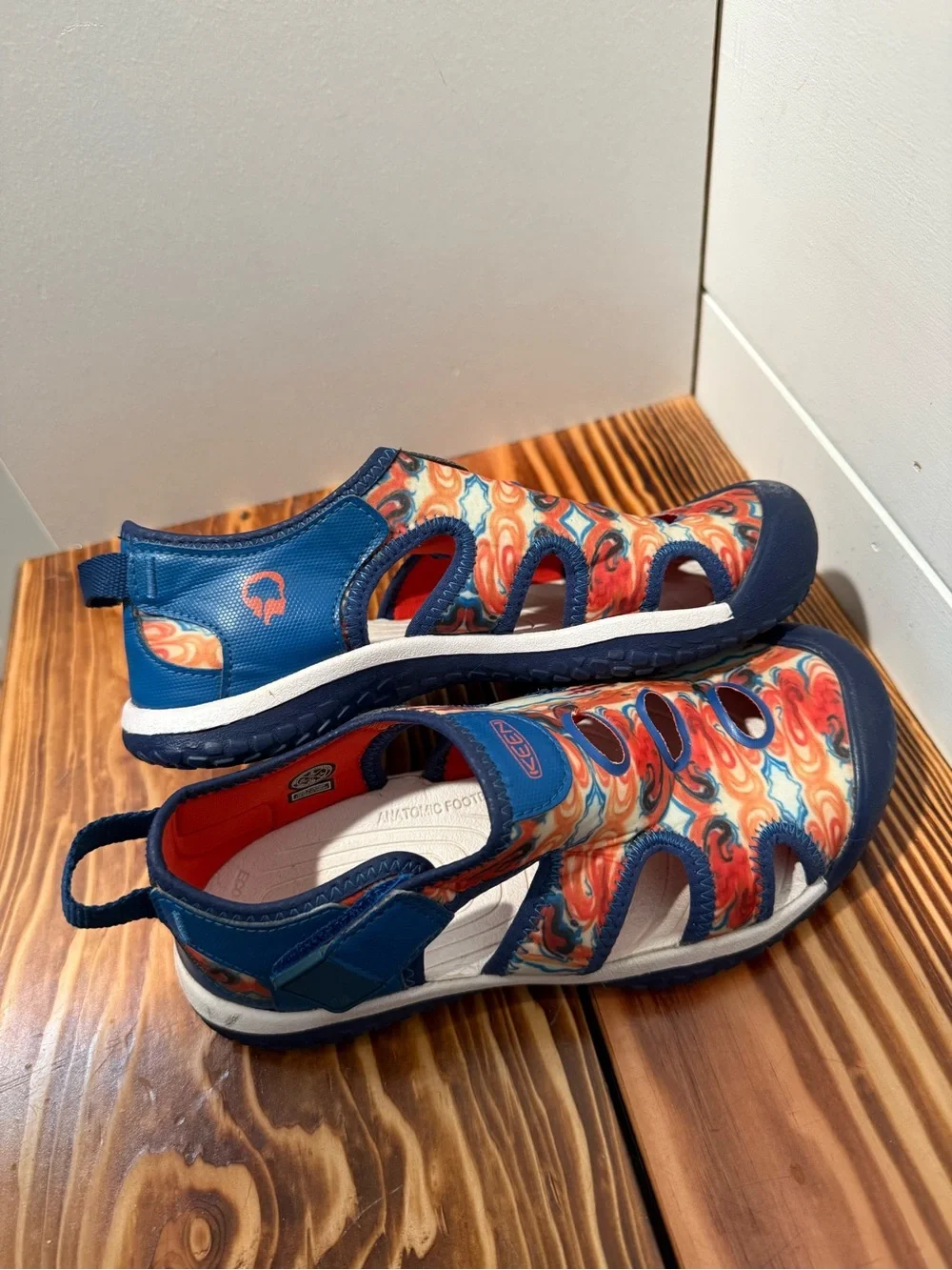 KEEN Kids Blue, Red & Cream Patterned Water Sandals